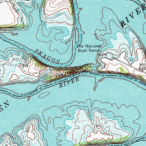 Topographic Map of The Narrows, KY