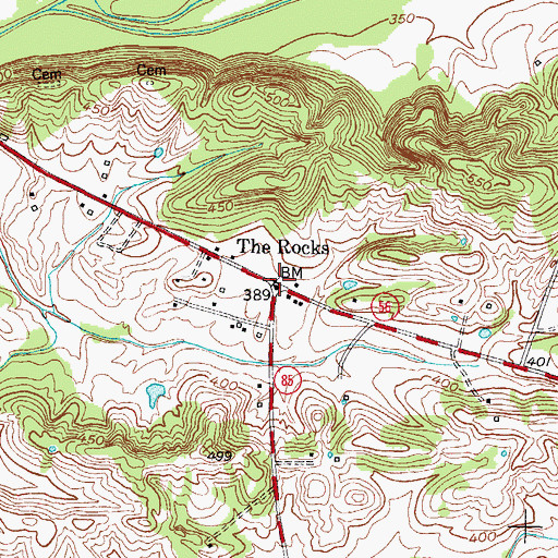Topographic Map of The Rocks, KY