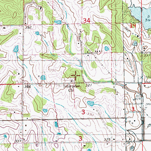 Topographic Map of Interprise Church, AR