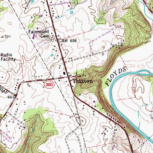 Topographic Map of Thixton, KY