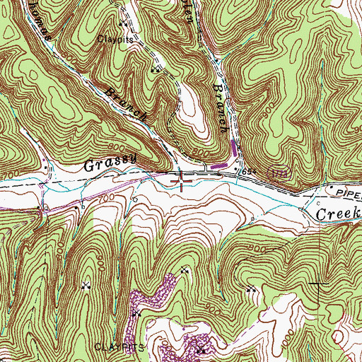 Topographic Map of Thomas Branch, KY
