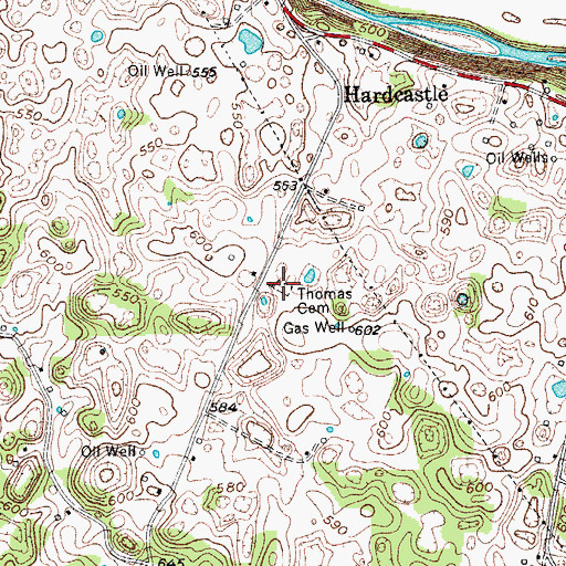 Topographic Map of Thomas Cemetery, KY