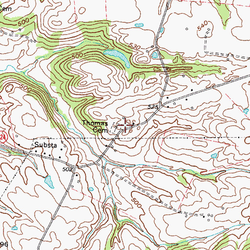 Topographic Map of Thomas Cemetery, KY