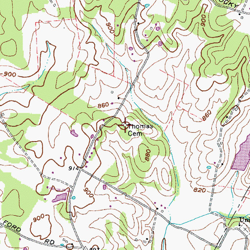 Topographic Map of Thomas Cemetery, KY