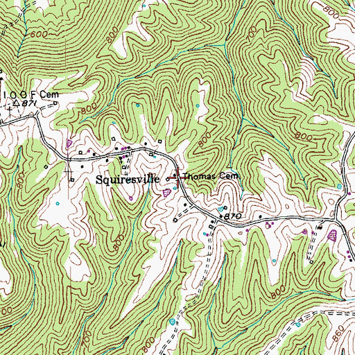 Topographic Map of Thomas Cemetery, KY