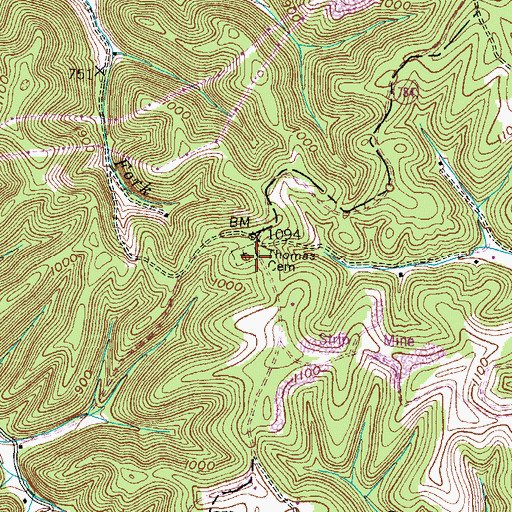 Topographic Map of Thomas Cemetery, KY