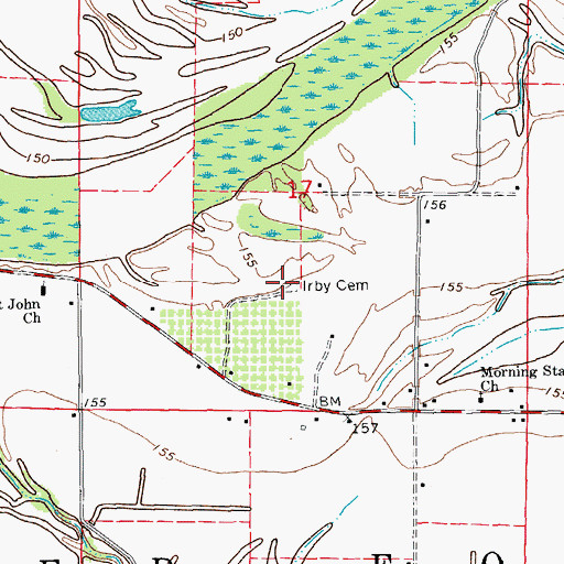 Topographic Map of Irby Cemetery, AR