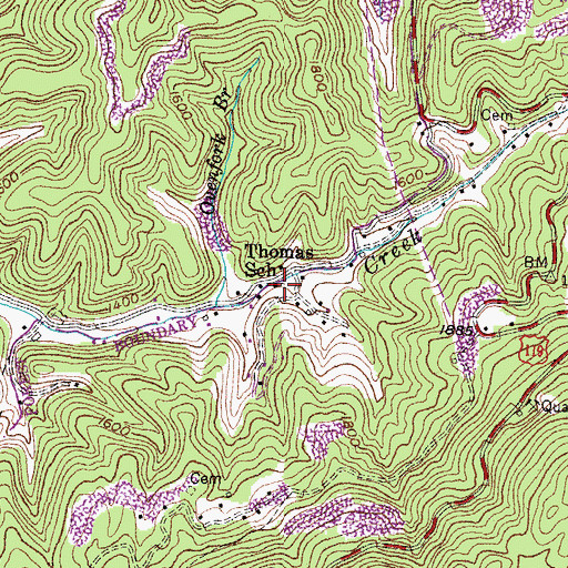 Topographic Map of Thomas School, KY