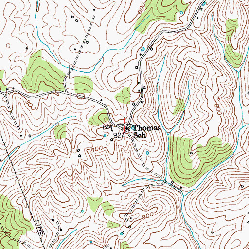 Topographic Map of Thomas School, KY