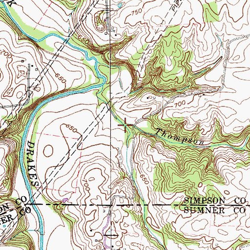 Topographic Map of Thompson Branch, KY