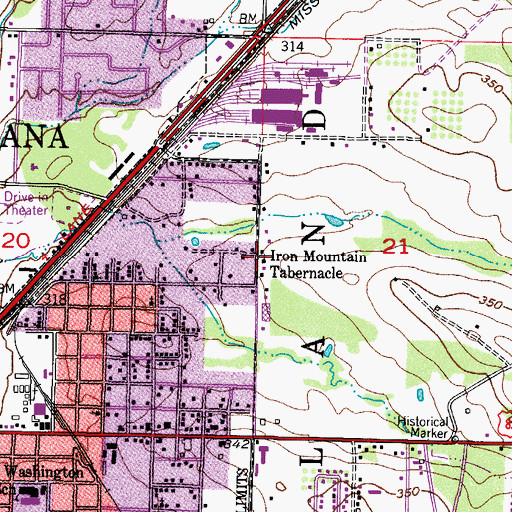 Topographic Map of Iron Mountain Tabernacle, AR