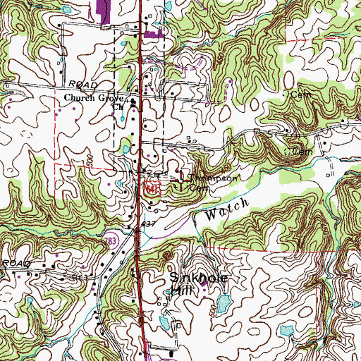 Topographic Map of Thompson Cemetery, KY