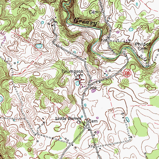 Topographic Map of Thompson Cemetery, KY