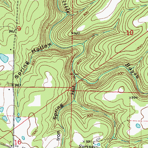 Topographic Map of Iron Spring Hollow, AR