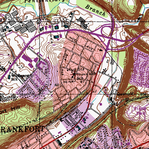 Topographic Map of Thorn Hill School, KY