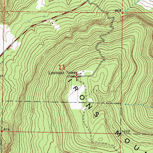 Topographic Map of Irons Mountain, AR