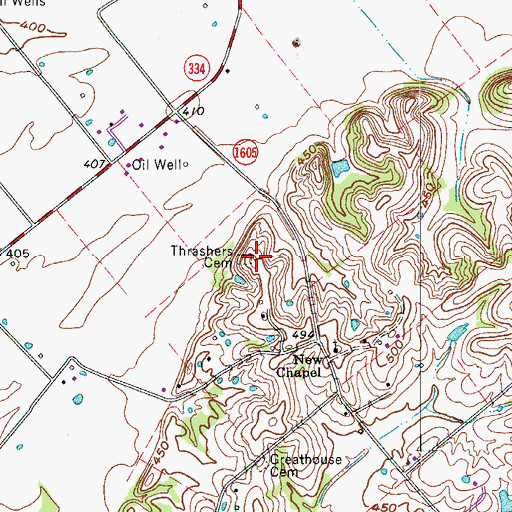 Topographic Map of Thrashers Cemetery, KY