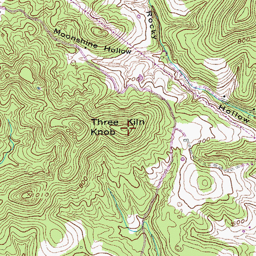Topographic Map of Three Kiln Knob, KY