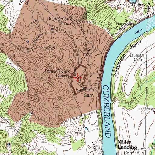Topographic Map of Three Rivers Quarry, KY