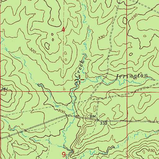 Topographic Map of Irrington Spring Branch, AR