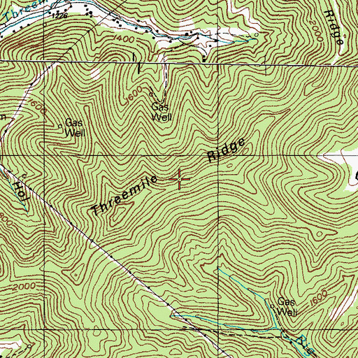 Topographic Map of Threemile Ridge, KY