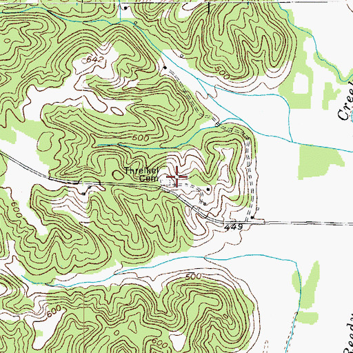 Topographic Map of Threlkel Cemetery, KY