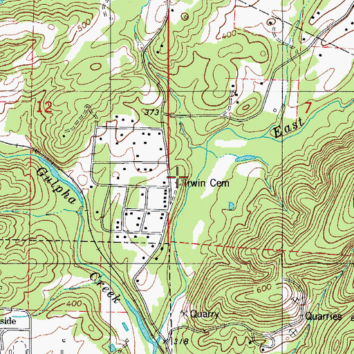 Topographic Map of Irwin Cemetery, AR