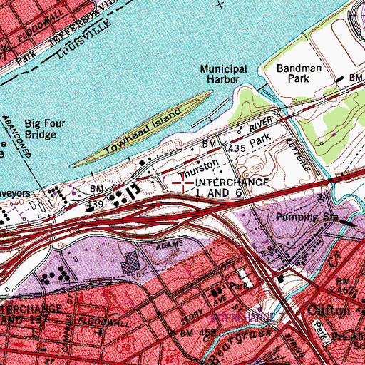 Topographic Map of Thruston Park, KY