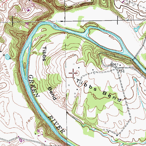 Topographic Map of Tibbs Bend, KY
