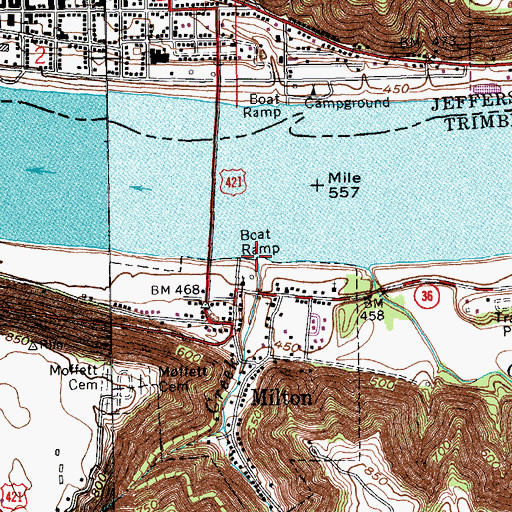 Topographic Map of Tiber Creek, KY