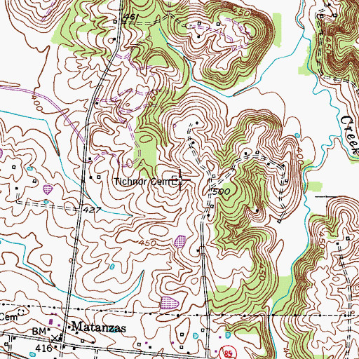 Topographic Map of Tichnor Cemetery, KY