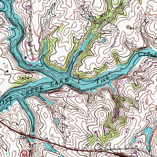 Topographic Map of Tick Creek, KY