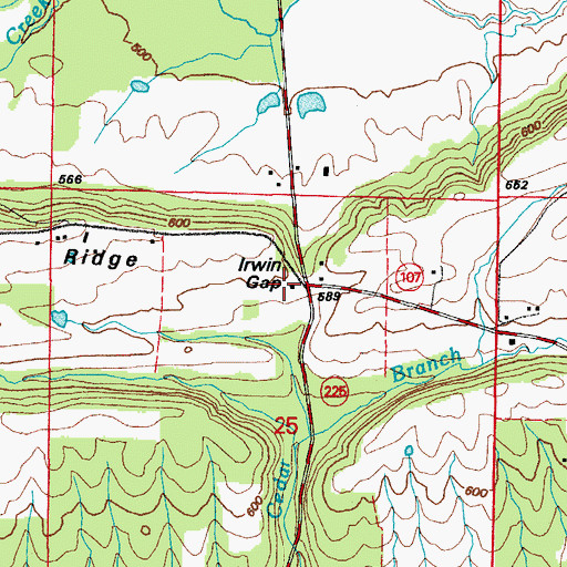 Topographic Map of Irwin Gap, AR