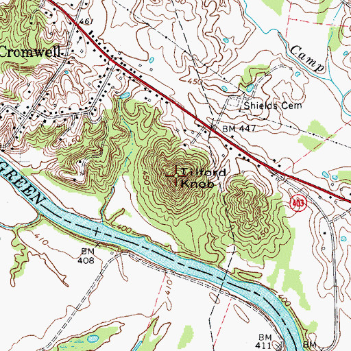 Topographic Map of Tilford Knob, KY