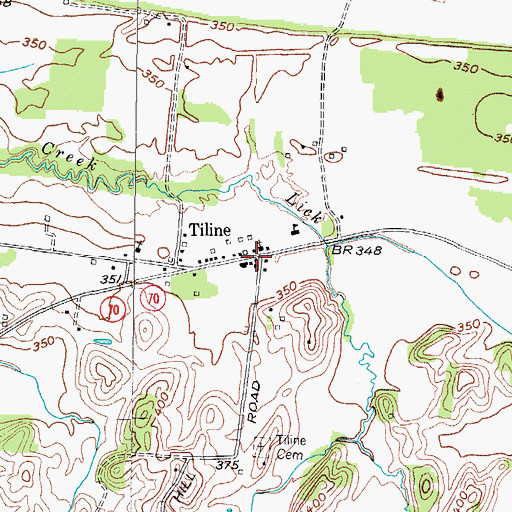 Topographic Map of Tiline, KY