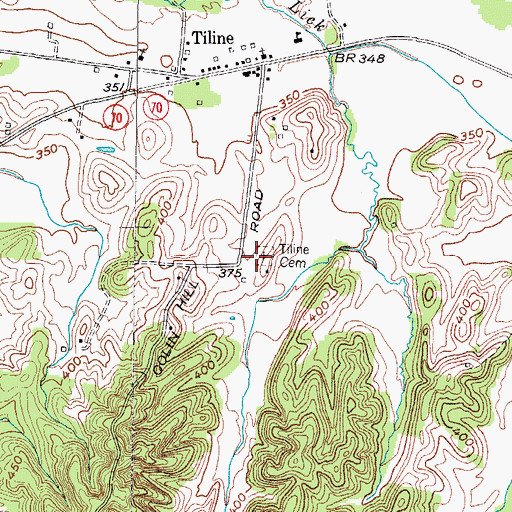 Topographic Map of Tiline Cemetery, KY