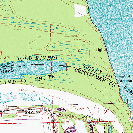 Topographic Map of Island 40 Chute, AR