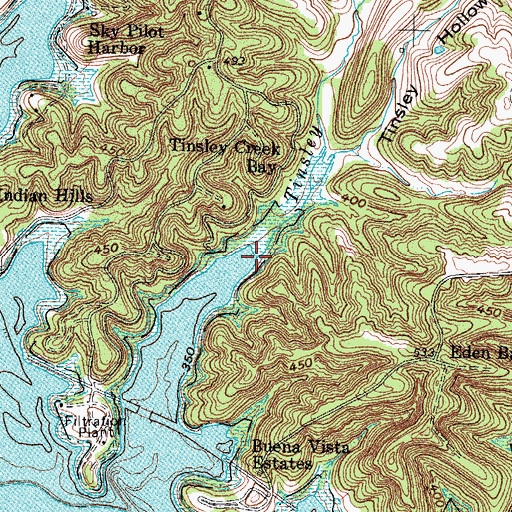 Topographic Map of Tinsley Creek, KY