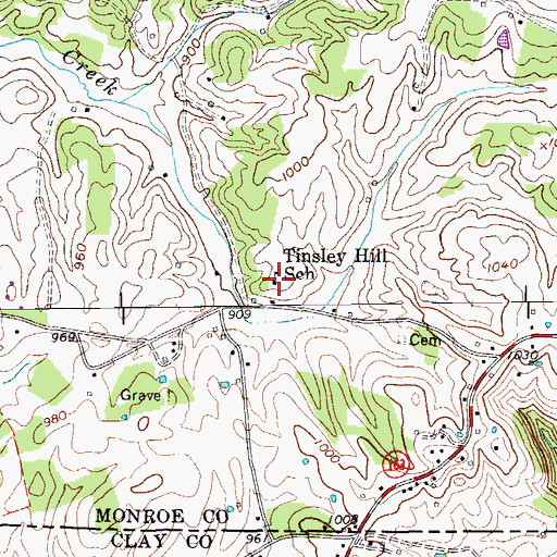 Topographic Map of Tinsley Hill School, KY