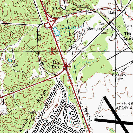 Topographic Map of Tip Top, KY