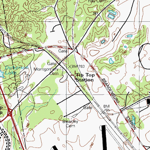 Topographic Map of Tip Top Station, KY