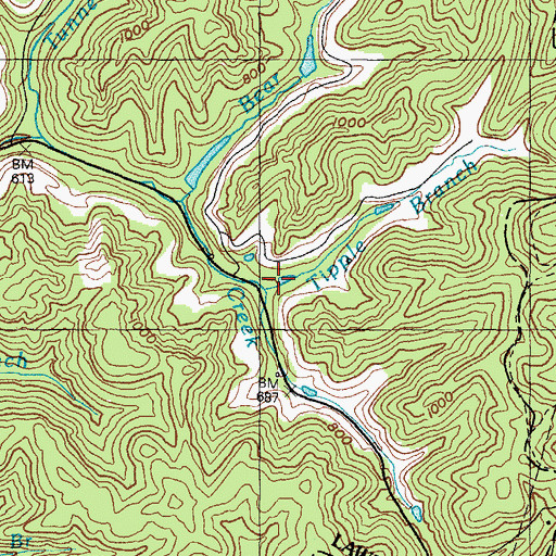 Topographic Map of Tipple Branch, KY