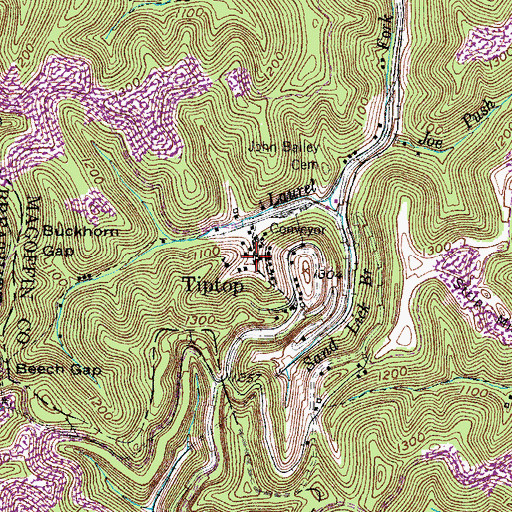 Topographic Map of Tiptop, KY