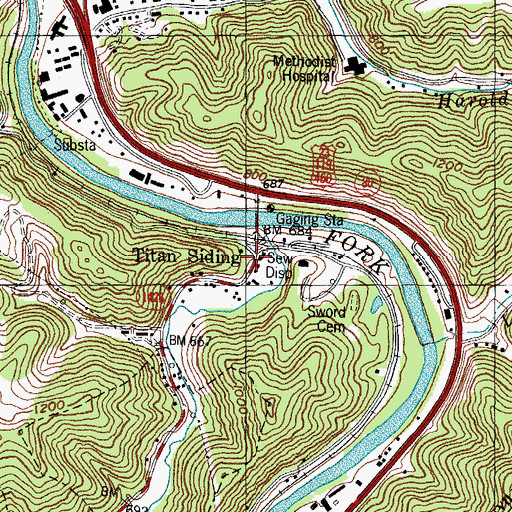 Topographic Map of Titan Siding, KY