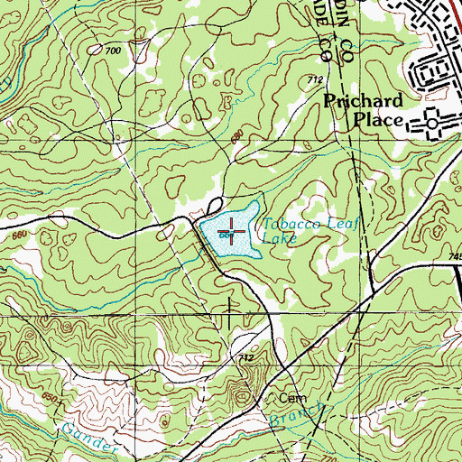 Topographic Map of Tobacco Leaf Lake, KY