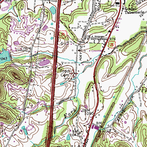 Topographic Map of Todd Cemetery, KY