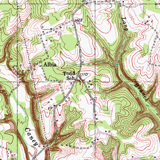 Topographic Map of Todd School, KY