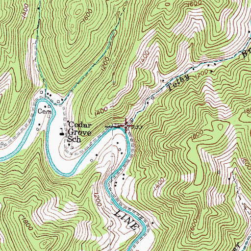 Topographic Map of Tolby Branch, KY