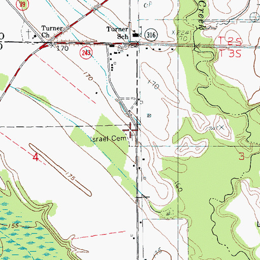 Topographic Map of Israel Cemetery, AR