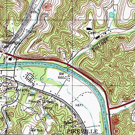 Topographic Map of Tollage Creek, KY
